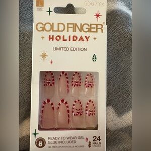 New Holiday Edition Nail Set Red White Candy Cane Christmas Press on Nails